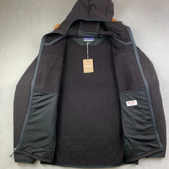 Patagonia Mens Winter Jacket Large Black Full Zip R2 TechFace Hoody Company Logo - Picture 11 of 16